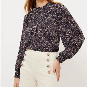 Floral Ruffle Neck Blouse